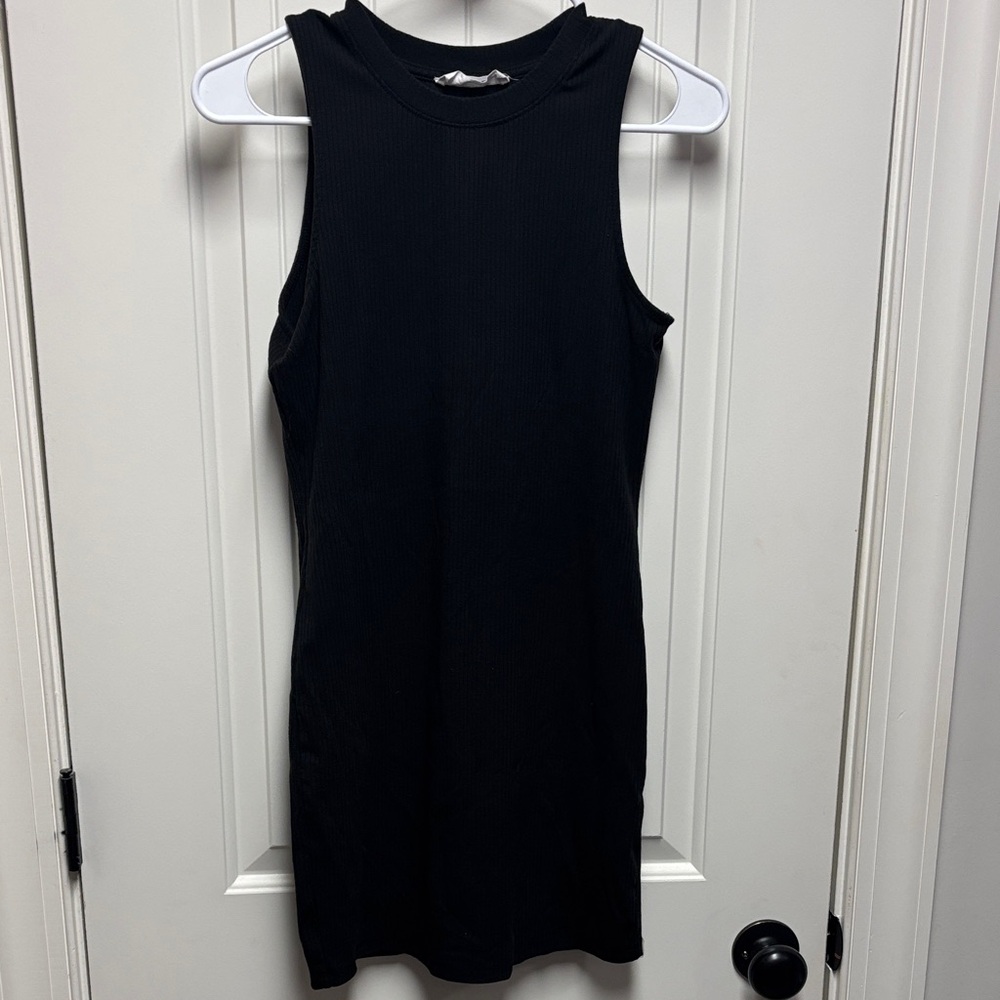Double Zero Black Ribbed Mini Dress